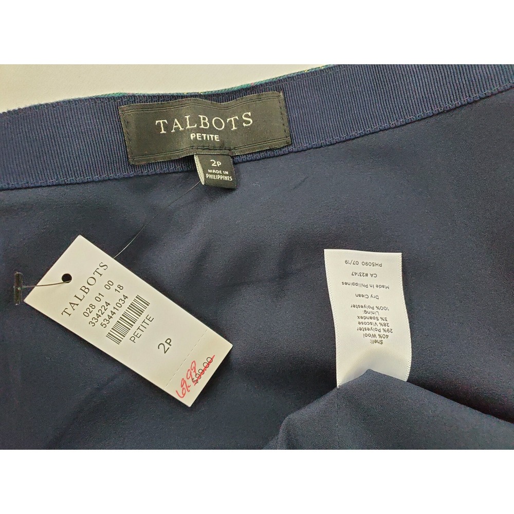 Talbots Petite Scalloped Hem Plaid Wool Blend Skirt Green 2P 53441034 - Picture 10 of 11